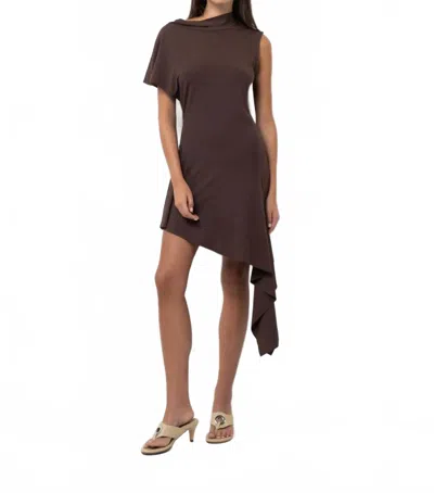 Belle The Label Plume Dress In Chocolate In Brown