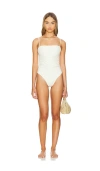 Belle The Label Ruched Maillot In Cream