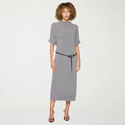 Belle Vie Womens Short Sleeve Plaid Midi Sweater Dress In Nude