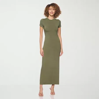 Belle Vie Womens Short Sleeve Shirt Dress In Green