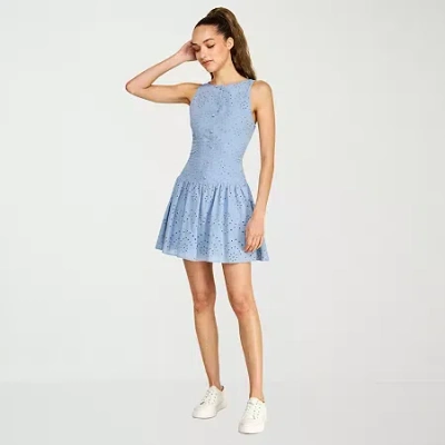 Belle Vie Womens Sleeveless Drop Waist Dress In Blue