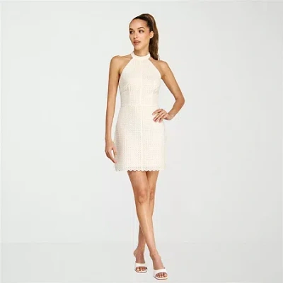Belle Vie Womens Sleeveless Halter Dress In White