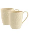 Belleek Pottery Celtic Mugs, Set Of 2 In Ivory