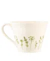 Belleek Pottery Flared Foral Mug In Ivory,multi