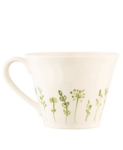 Belleek Pottery Flared Foral Mug In Ivory,multi