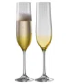 BELLEEK POTTERY GALWAY CRYSTAL ERNE FLUTES, SET OF 2