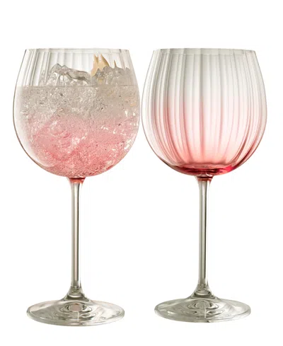 Belleek Pottery Galway Crystal Erne Gin Tonic Glasses, Set Of 2 In Pink