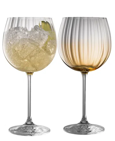 Belleek Pottery Galway Crystal Erne Gin Tonic Glasses, Set Of 2 In Transparent