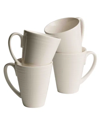 Belleek Pottery Ripple Mugs, Set Of 4 In White