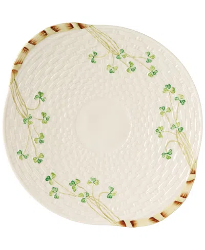 Belleek Pottery Shamrock Bread Plate In Multi