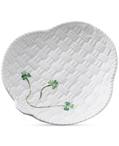 Belleek Pottery Shamrock Canape Plates, Set Of 2 In Multi