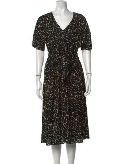 Pre-owned Bellerose Animal Print Midi Length Dress In Black