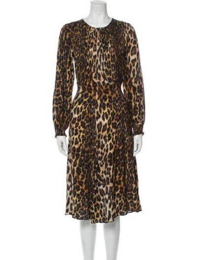 Pre-owned Bellerose Animal Print Midi Length Dress In Neutral