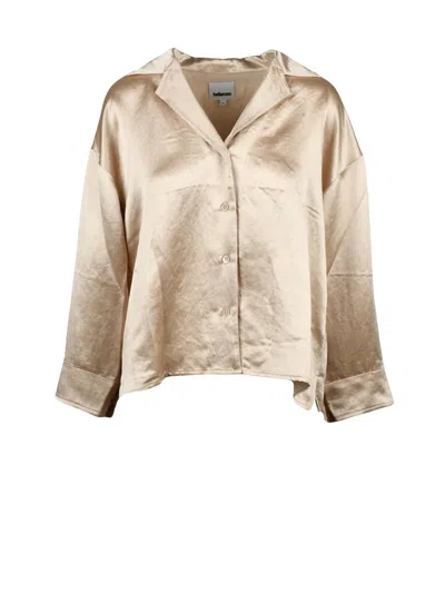 Bellerose Beige Acetate Asymmetrical Satin Shirt In Multi