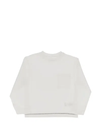Bellerose Kids' Chest-pocket Long-sleeve T-shirt In White