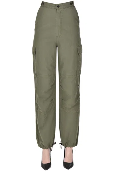 Bellerose Cotton Cargo Trousers In Olive Green
