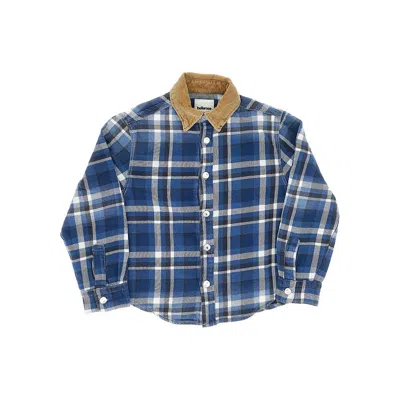 Bellerose Kids' Cotton Shirt With Check Motif In Blue