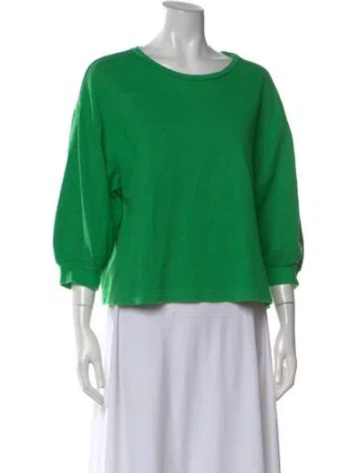 Pre-owned Bellerose Crew Neck Three-quarter Sleeve Sweatshirt In Green/metallic