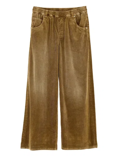 Bellerose Elasticated Corduroy Trousers In Brown
