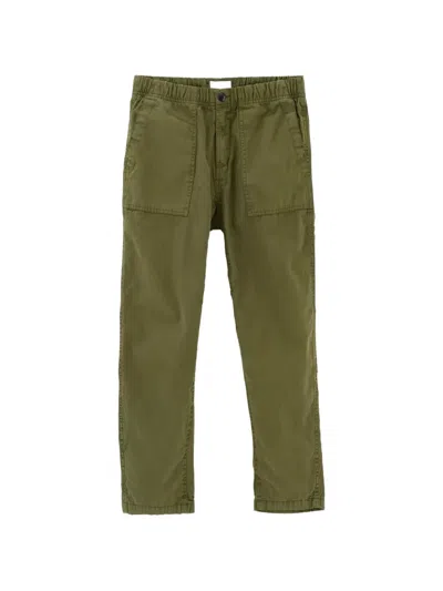 Bellerose Kids' Elasticated-waist Patch-pocket Trousers In Green