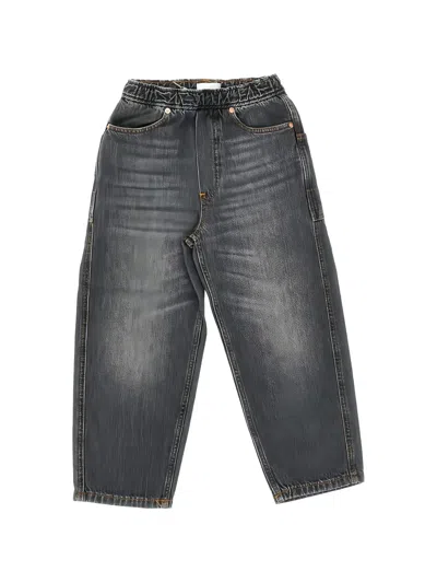 Bellerose Kids' Elasticated-waistband Faded-effect Jeans In Black
