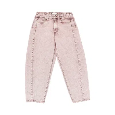 Bellerose Kids' Faded Cotton Denim Jeans In Pink