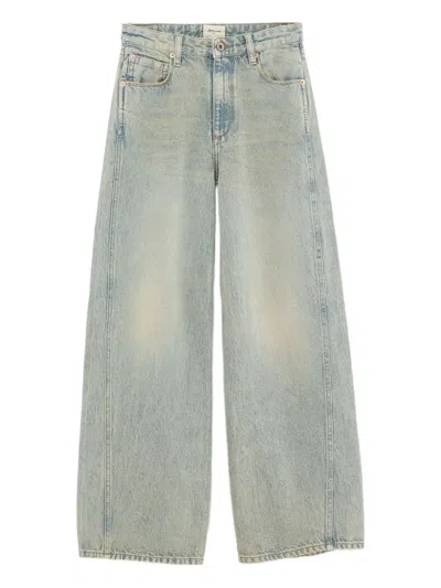 Bellerose Kids' Faded-effect Wide-leg Jeans In Blue