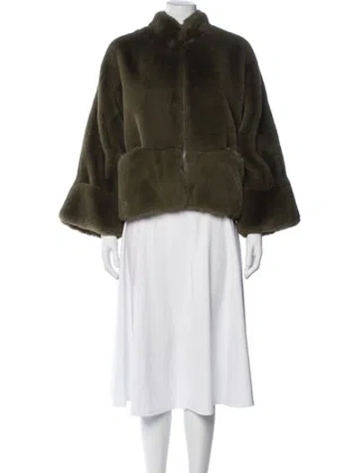 Pre-owned Bellerose Faux Fur Faux Fur Jacket In Green