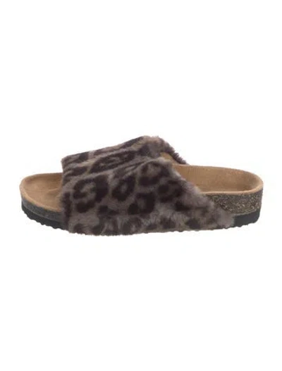 Pre-owned Bellerose Faux Fur Printed Slides In Brown