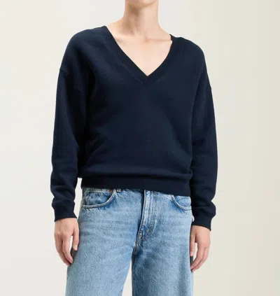 Bellerose Fellow V-neck Sweatshirt In Navy In Blue