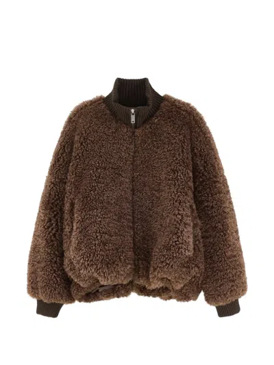 Bellerose Fleece Zip-up Jacket In Brown