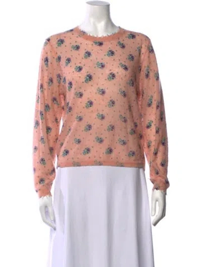 Pre-owned Bellerose Floral Print Crew Neck Sweater In Pink