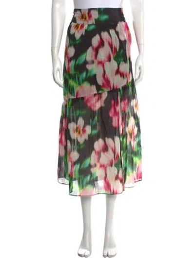 Pre-owned Bellerose Floral Print Long Skirt In Black