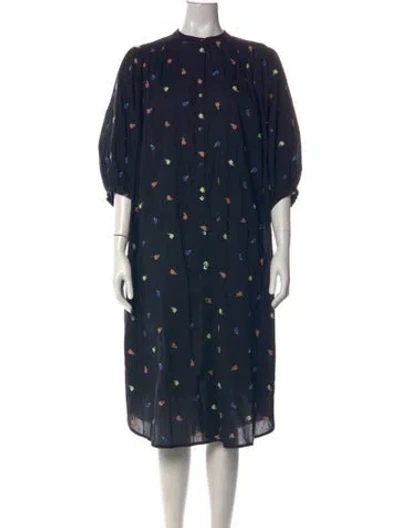 Pre-owned Bellerose Floral Print Midi Length Dress In Blue
