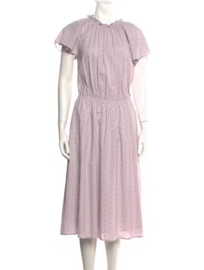 Pre-owned Bellerose Floral Print Midi Length Dress W/ Tags In Purple