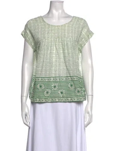 Pre-owned Bellerose Floral Print Scoop Neck Top In Green