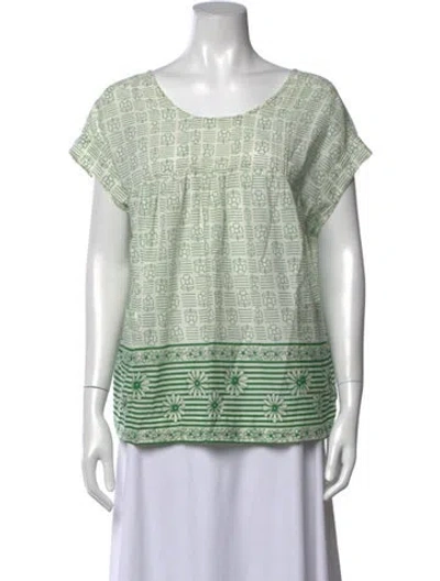 Pre-owned Bellerose Floral Print Scoop Neck Top In Green