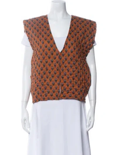 Pre-owned Bellerose Floral Print Vest W/ Tags In Brown/orange
