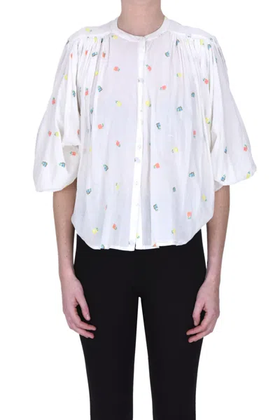 Bellerose Flower Embroidery Blouse In Ivory