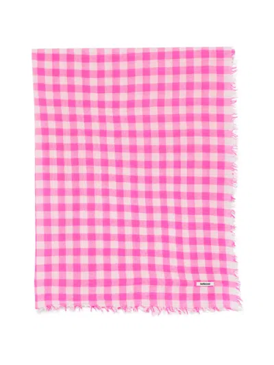 Bellerose Gingham Fringed Scarf In Pink