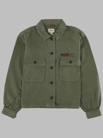 Bellerose Girls Utility Overshirt In Lyocell-cotton Blend In Military Green