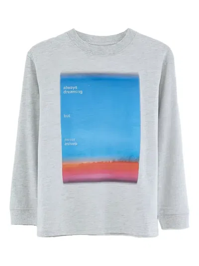 Bellerose Kids' Graphic-print Long-sleeve Top In Gray