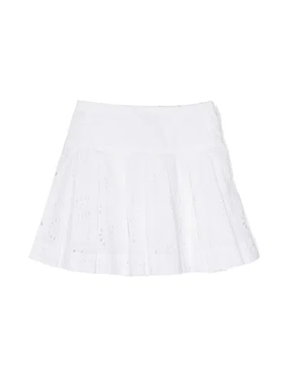 Bellerose Kids' Haka Broderie Anglaise Skirt In 白色