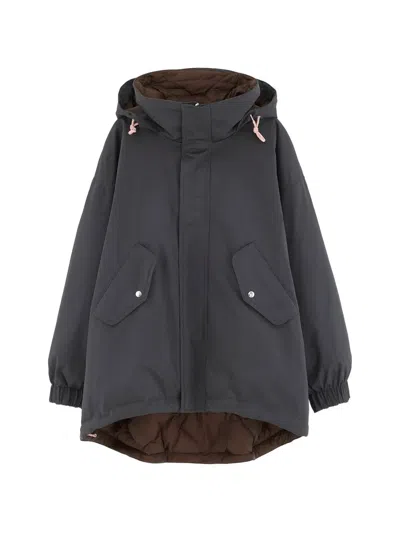 Bellerose Hedi Hooded Reversible Coat In Gray