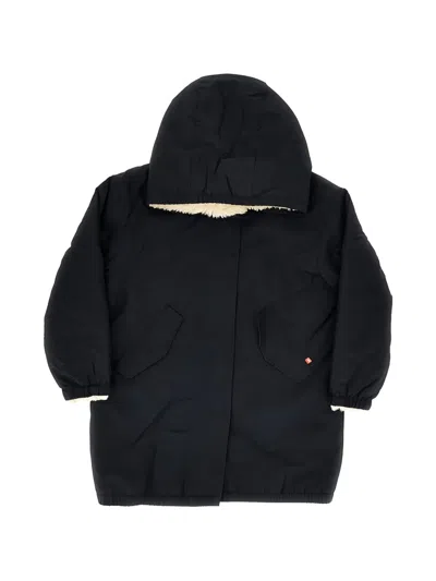 Bellerose Kids' Hooded Faux-fur-trim Parka In Black