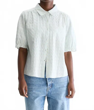 Bellerose Hosanna Short Sleeve Blouse In Stone Blue In White