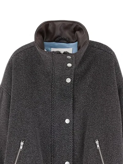Bellerose Jellis Diagonal-stripe Bomber Jacket In Grey