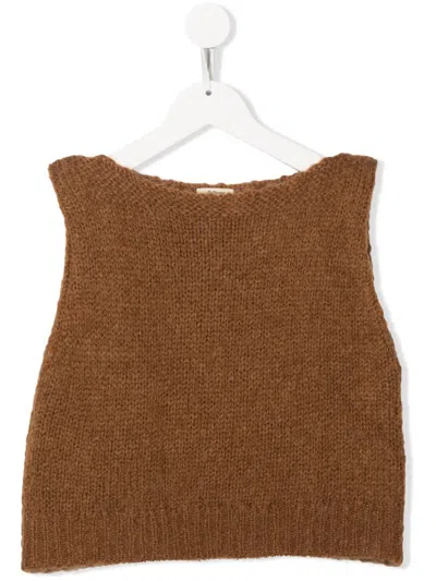 Bellerose Kids' Knitted Vest Top In Brown