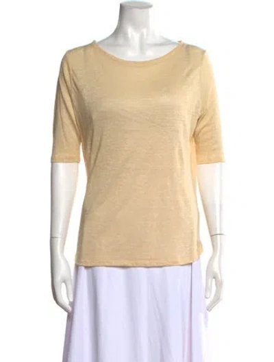 Pre-owned Bellerose Linen Crew Neck T-shirt W/ Tags In Yellow