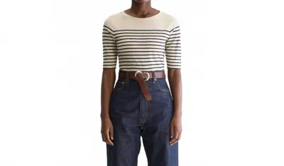 Bellerose Mias Short Sleeves Top In Stripe A Black White In Brown